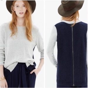 Madewell Color Block Zipper Back Sweater